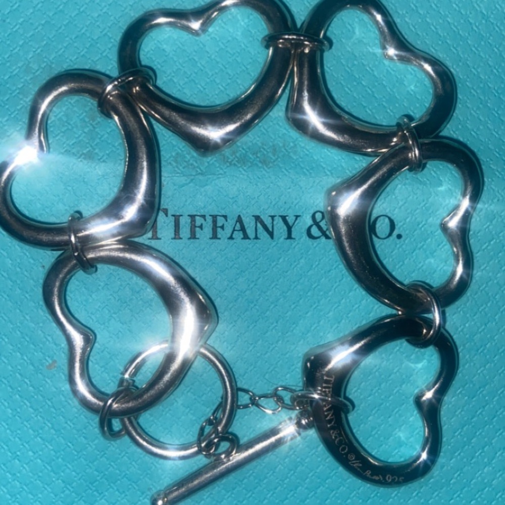 Tiffany & Co Elsa Peretti sterling silver large open heart toggle bracelet